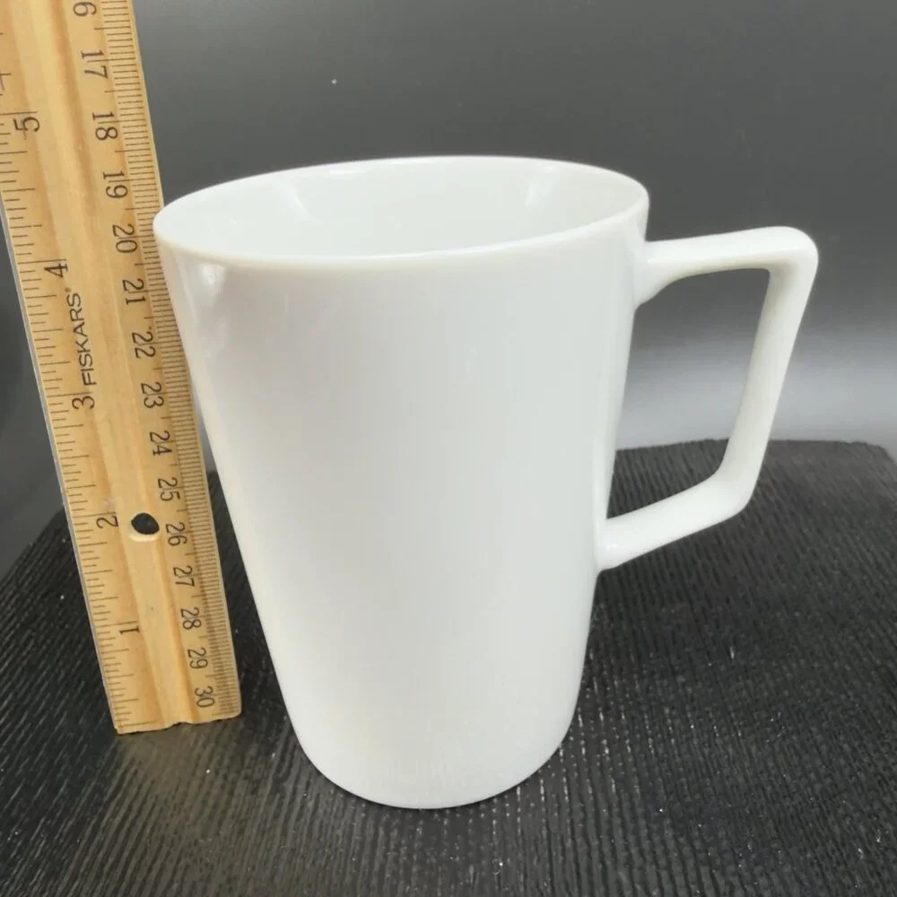 Pottery Barn PB Modern White Ceramic Coffee Mug‎ Cup Set 2 Mugs Cup Ceramic VTG